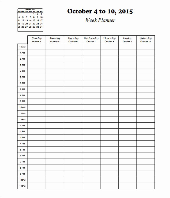 Weekly Hourly Planner Template Lovely Hourly Schedule Template 10 Free Sample Example format