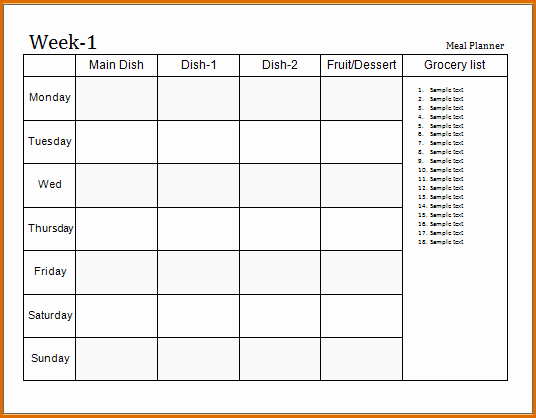 Weekly Meal Planner Template Word Awesome 7 Dinner Planner Template