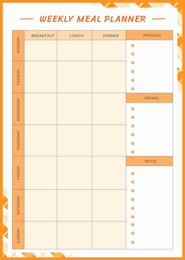 Weekly Meal Planner Template Word Beautiful Weekly Meal Planner Template 9 Free Pdf Word Documents