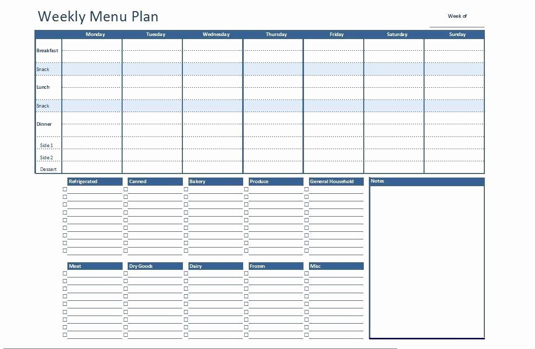 Weekly Meal Planner Template Word Best Of Free Excel Weekly Menu Plan Template Dowload