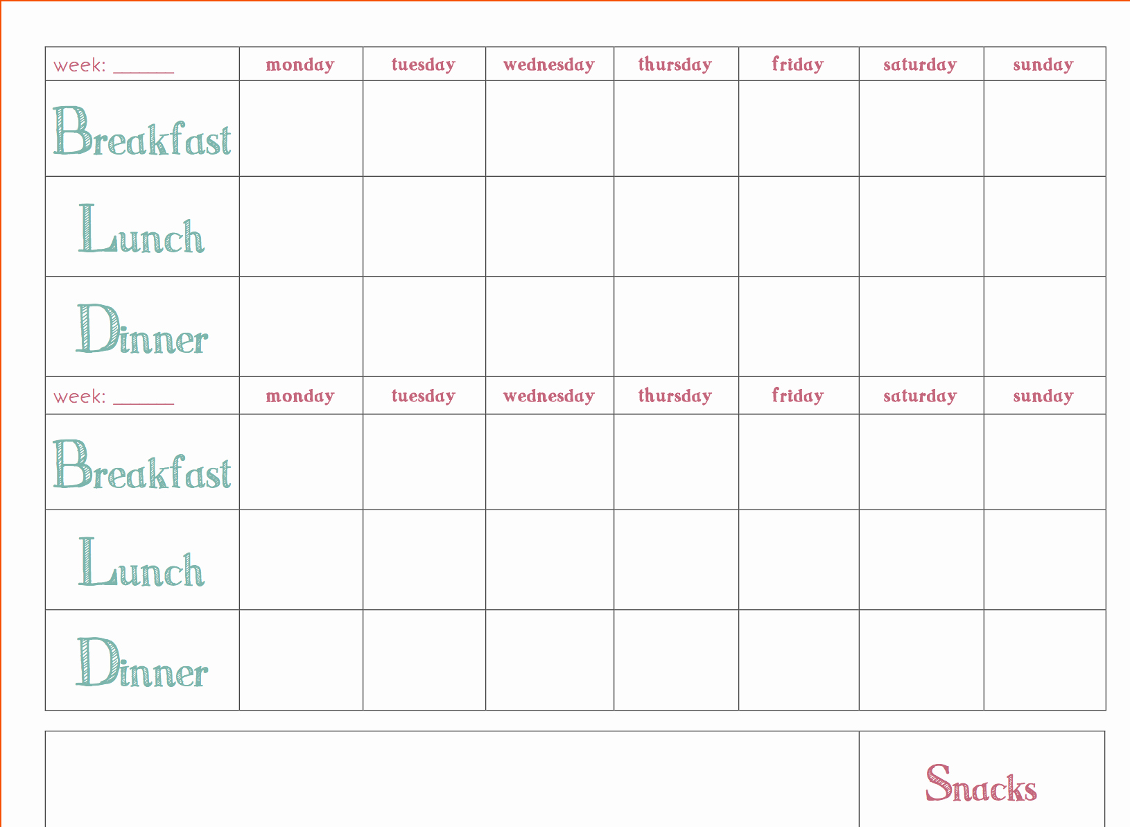 Weekly Meal Planner Template Word Fresh Free Download Weekly Meal Planner Template