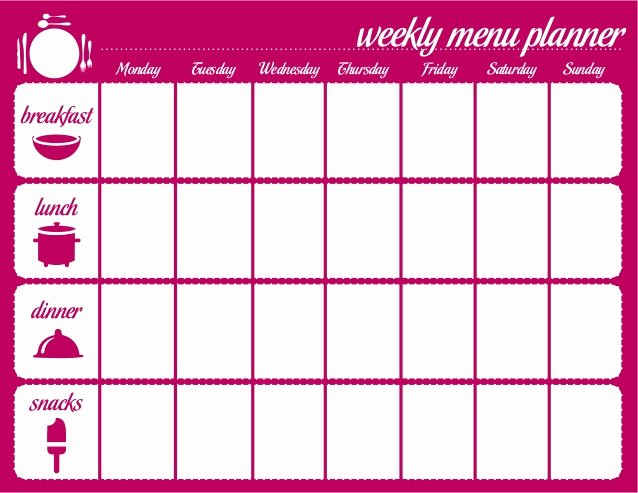 Weekly Meal Planner Template Word Fresh Weekly Menu Template