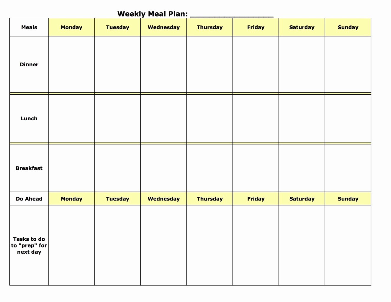 Weekly Meal Planner Template Word Inspirational Meal Planning Template