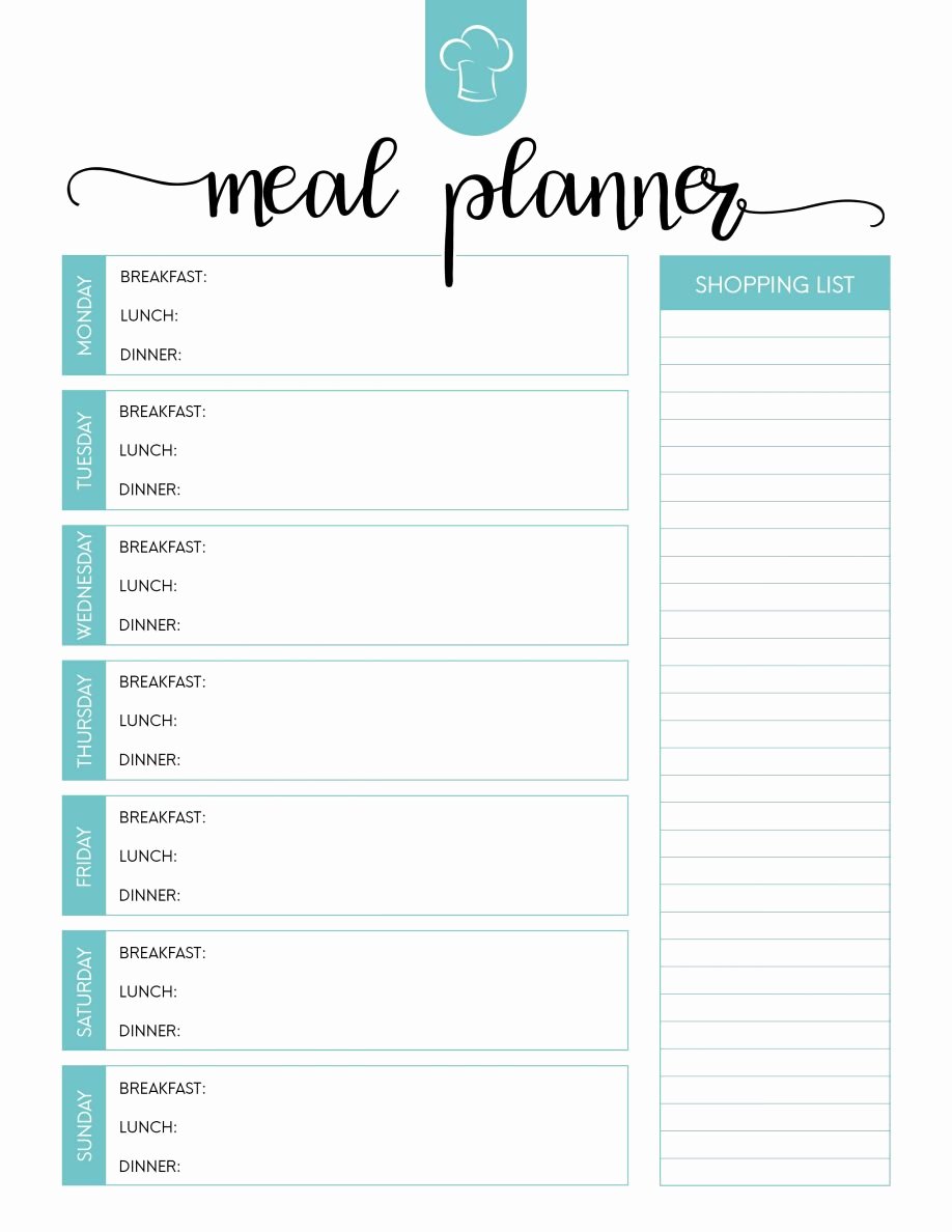 Weekly Meal Planner Template Word Inspirational Printable Meal Planning Template Dinner Planner Blank Plan