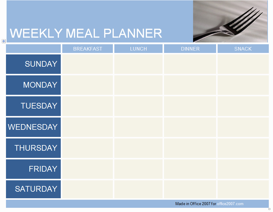 Weekly Meal Planner Template Word Inspirational Weekly Meal Planner Template