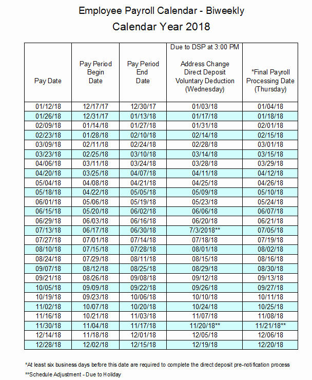 Weekly Payroll Calendar 2019 Lovely Employee Payroll Calendar Biweekly 2018