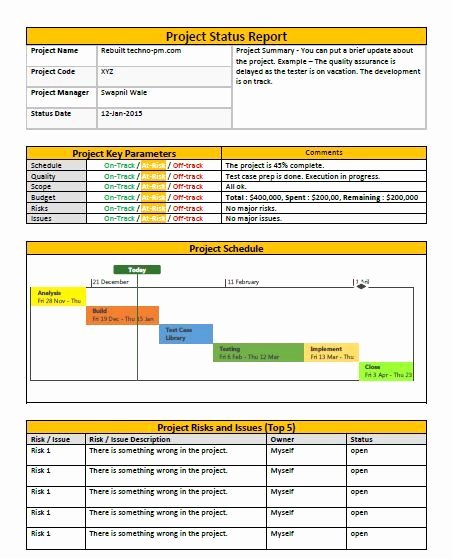 Weekly Project Status Report Template Excel Awesome E Page Project Status Report Template A Weekly Status