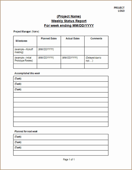 Weekly Project Status Report Template Excel Beautiful Microsoft Weekly Status Report Template Priority Matrix