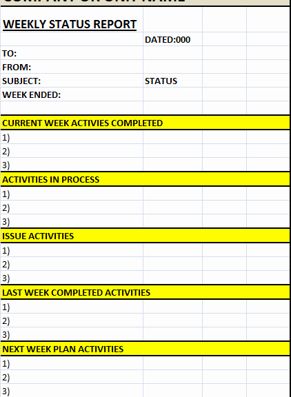 Weekly Project Status Report Template Excel Beautiful Weekly Status Report Template – Excel Word Templates