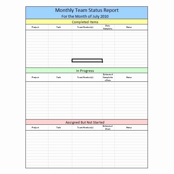 Weekly Project Status Report Template Excel Best Of Sample Team Monthly Report Template In Excel Free