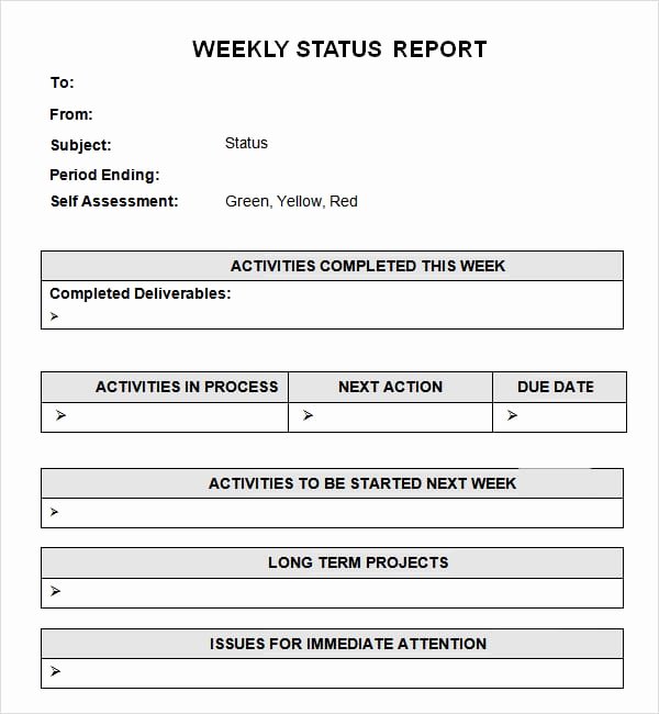 Weekly Project Status Report Template Excel Inspirational 7 Weekly Status Report Templates Word Excel Pdf formats