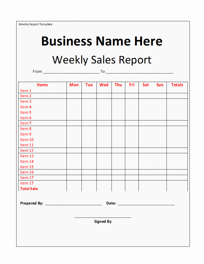 Weekly Sales Report Template Best Of Weekly Report Template