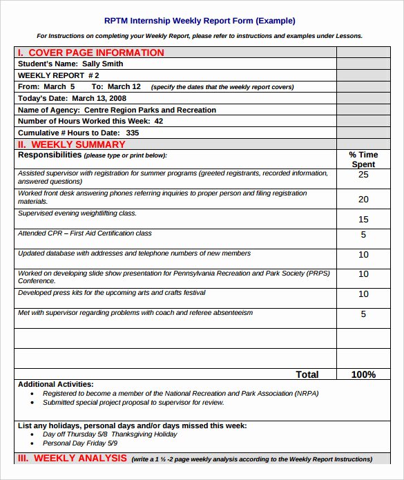 Weekly Sales Report Template New 20 Sample Weekly Activity Reports Pdf Word Apple