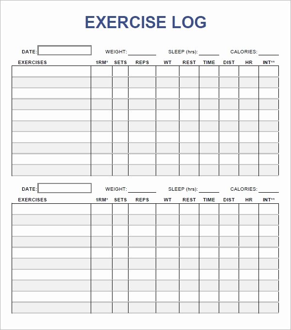 Weight Lifting Tracking Sheet Beautiful Exercise Log Template 8 Free Pdf Doc Download