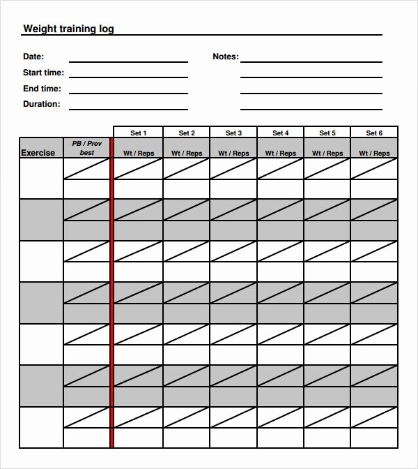 Weight Lifting Tracking Sheet Inspirational 9 Free Training Log Templates Pdf Word