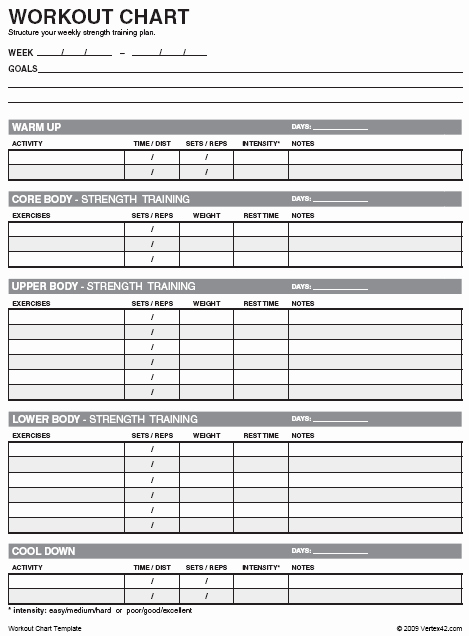 Weight Lifting Tracking Sheet Unique Free Workout Chart