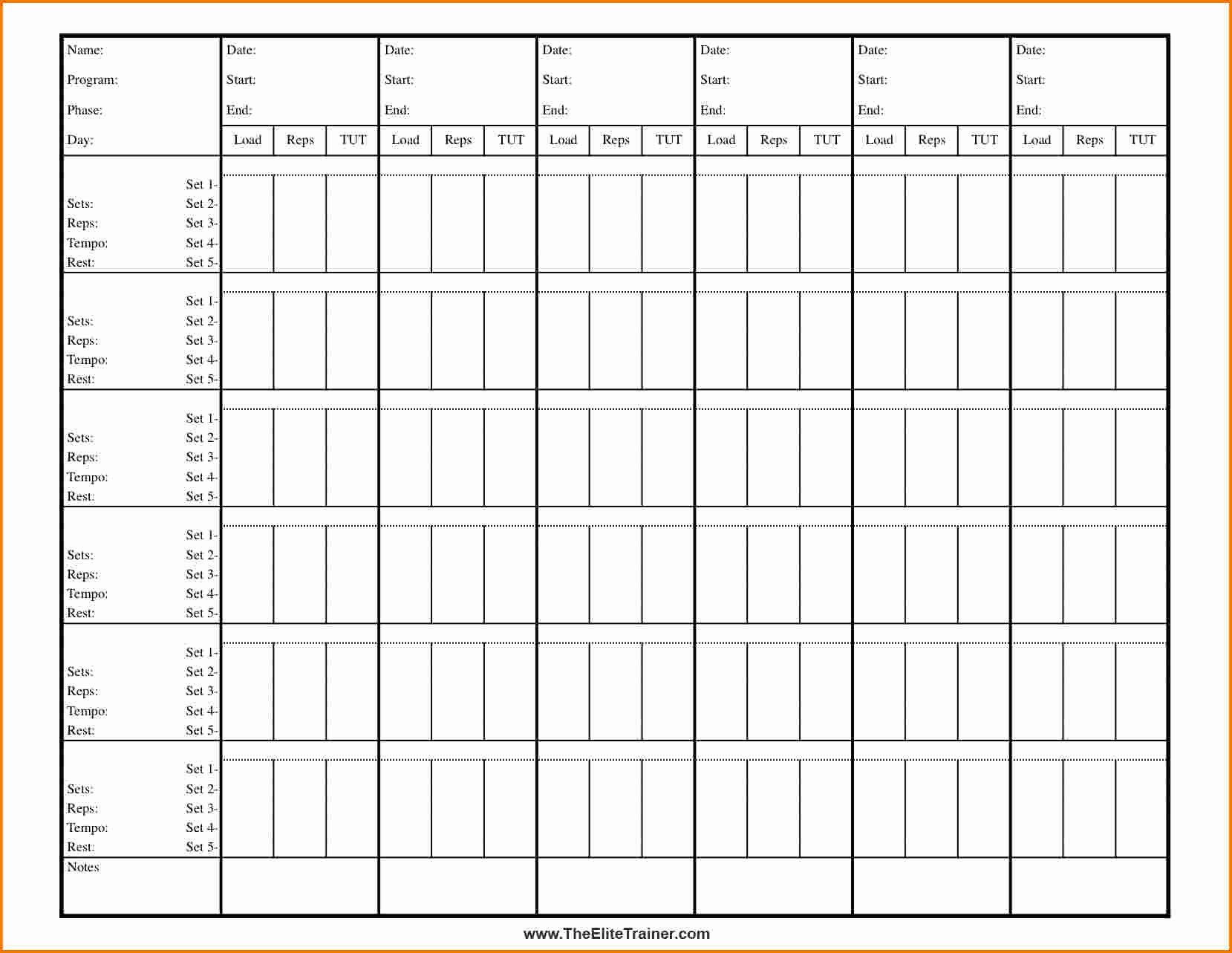 Weight Lifting Tracking Sheet Unique Index Of Cdn 6 2010 522