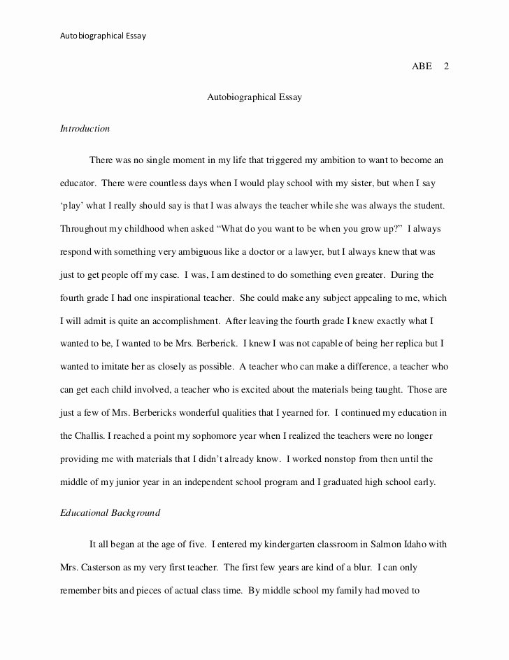 What is A Biographical Essay Lovely Autobiographical Essay