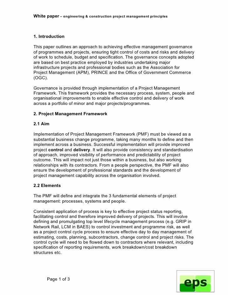 White Paper Outline Template Best Of Engineering Project Management Framework White Paper