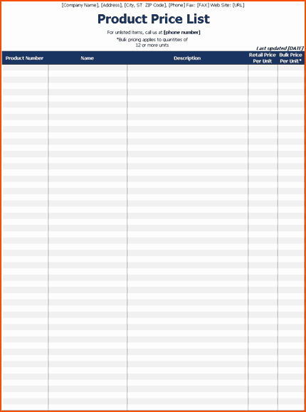 Wholesale Price List Template Awesome 8 List Template Bookletemplate