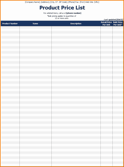 Wholesale Price List Template Best Of 6 List Templates