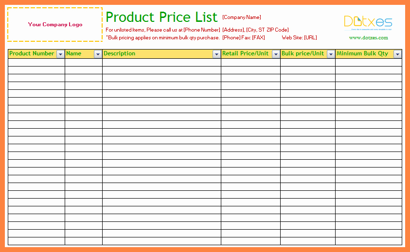 Wholesale Price List Template Luxury 6 Price Sheet Template