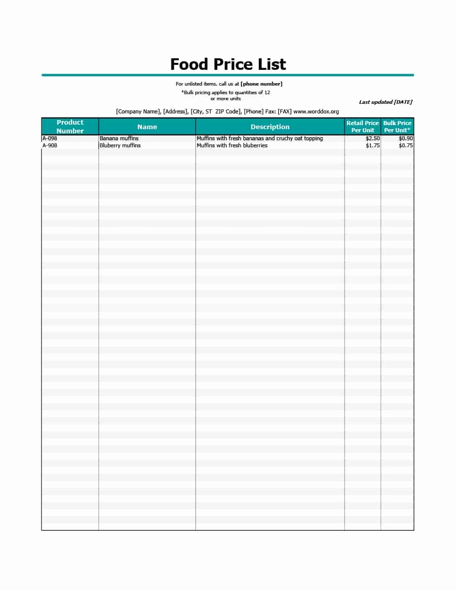 Wholesale Price Sheet Template Beautiful 40 Free Price List Templates Price Sheet Templates