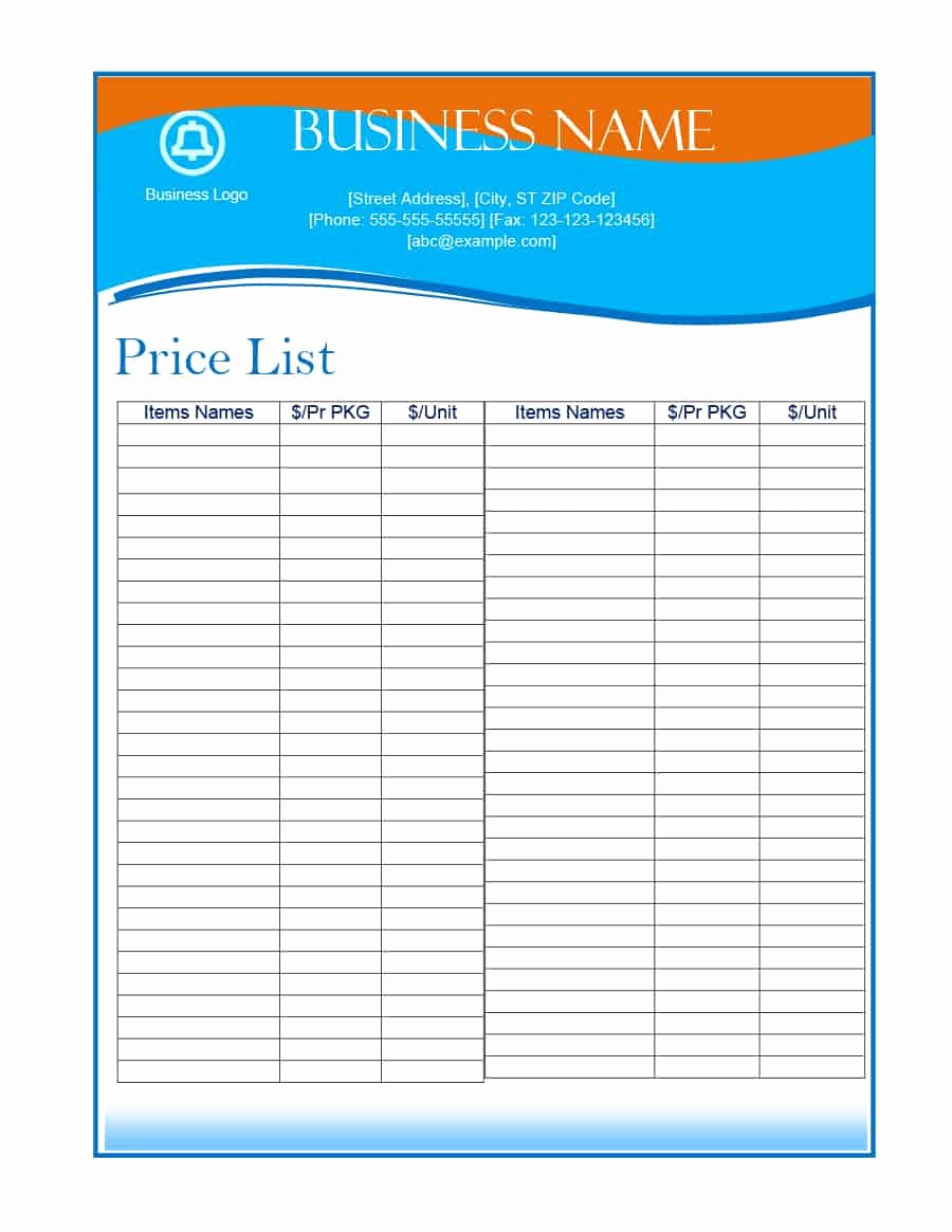 Wholesale Price Sheet Template Elegant 40 Free Price List Templates Price Sheet Templates
