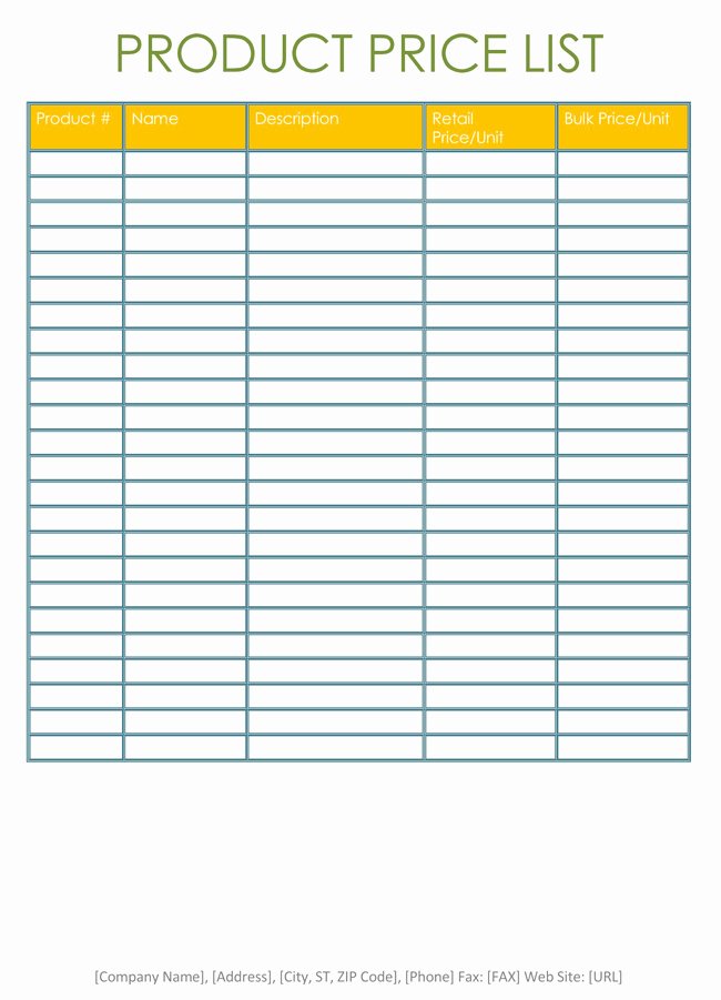 Wholesale Price Sheet Template Elegant Price List Templates Free Samples and formats for Excel