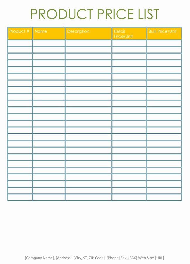 Wholesale Price Sheet Template Elegant Price List Templates Free Samples and formats for Excel