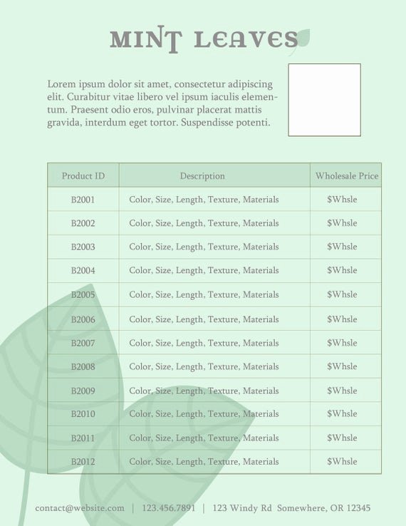 Wholesale Price Sheet Template Fresh Price Sheet for Line Sheet or wholesale Catalog by Simpleaspen