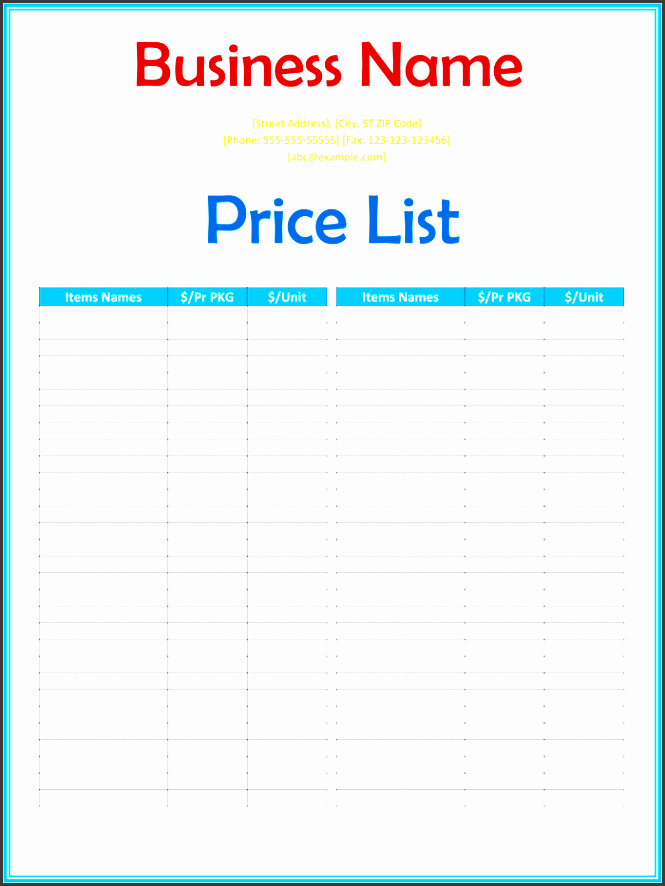 Wholesale Price Sheet Template New 4 Service Price List Template Sampletemplatess