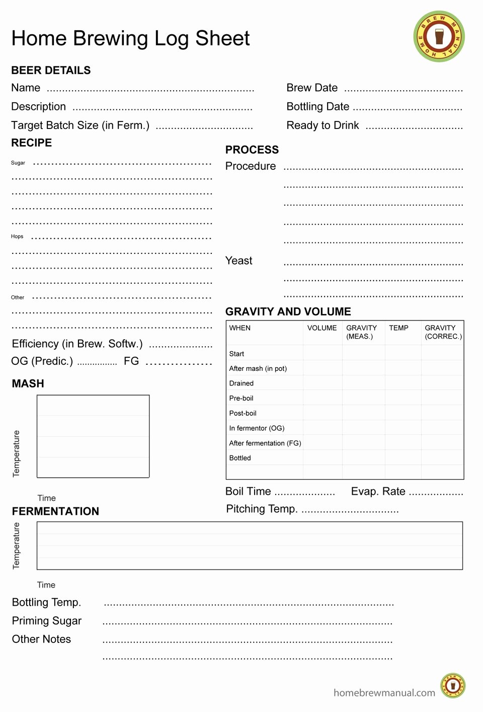 Wine Journal Template Elegant Home Brewing Log Sheet Craftbeer Beer