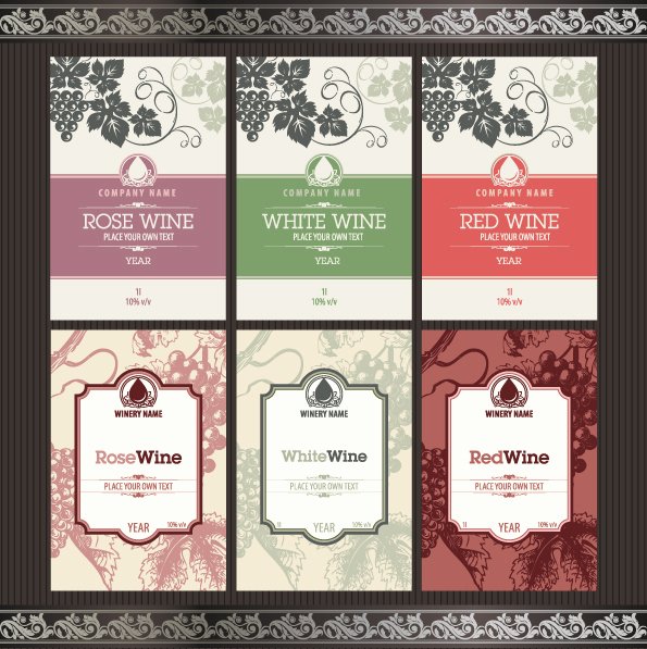 Wine Label Template Photoshop Best Of Vintage Elements Of Wine Labels Vector Material 02