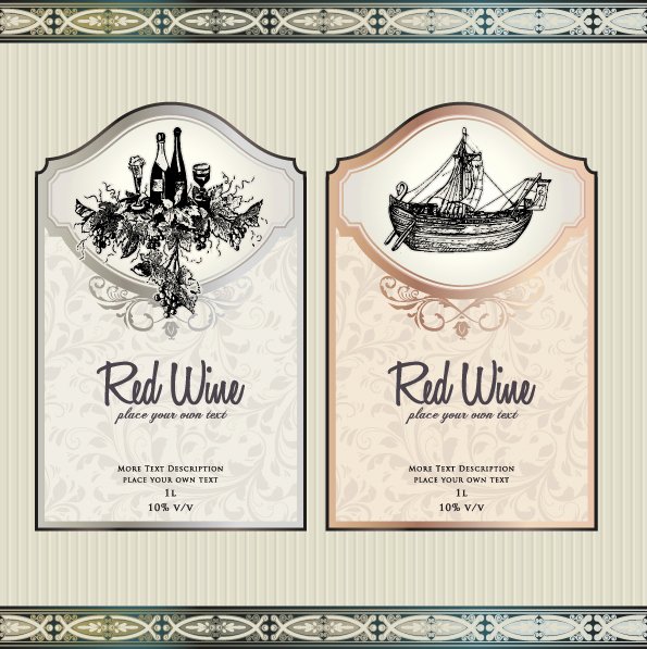 Wine Label Template Photoshop Unique Vintage Elements Of Wine Labels Vector Material 03 Free