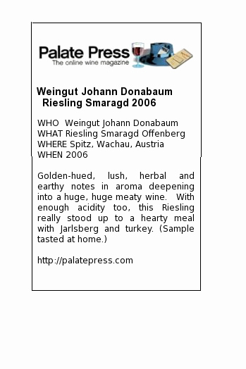 Wine Shelf Talker Template Free Inspirational Weingut Johann Donabaum Riesling Smaragd 2006