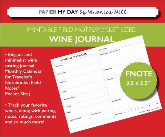 Wine Tasting Journal Template Awesome Wine Tasting Journal Printable Wine Tasting Notes for Field