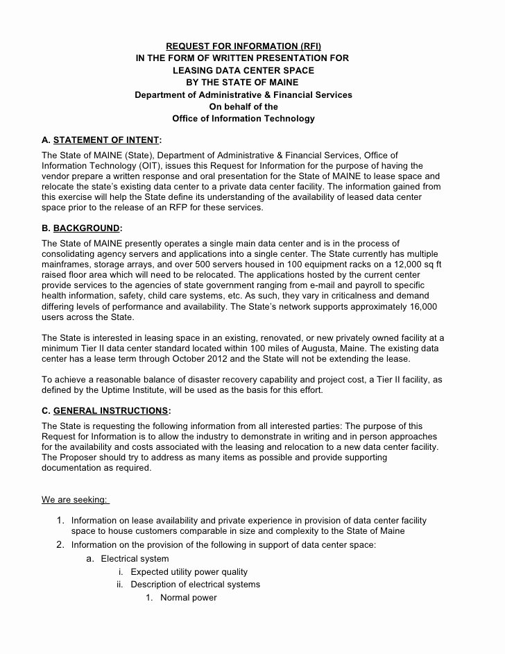 Winning Rfp Response Examples Pdf Unique Request for Information Rfi