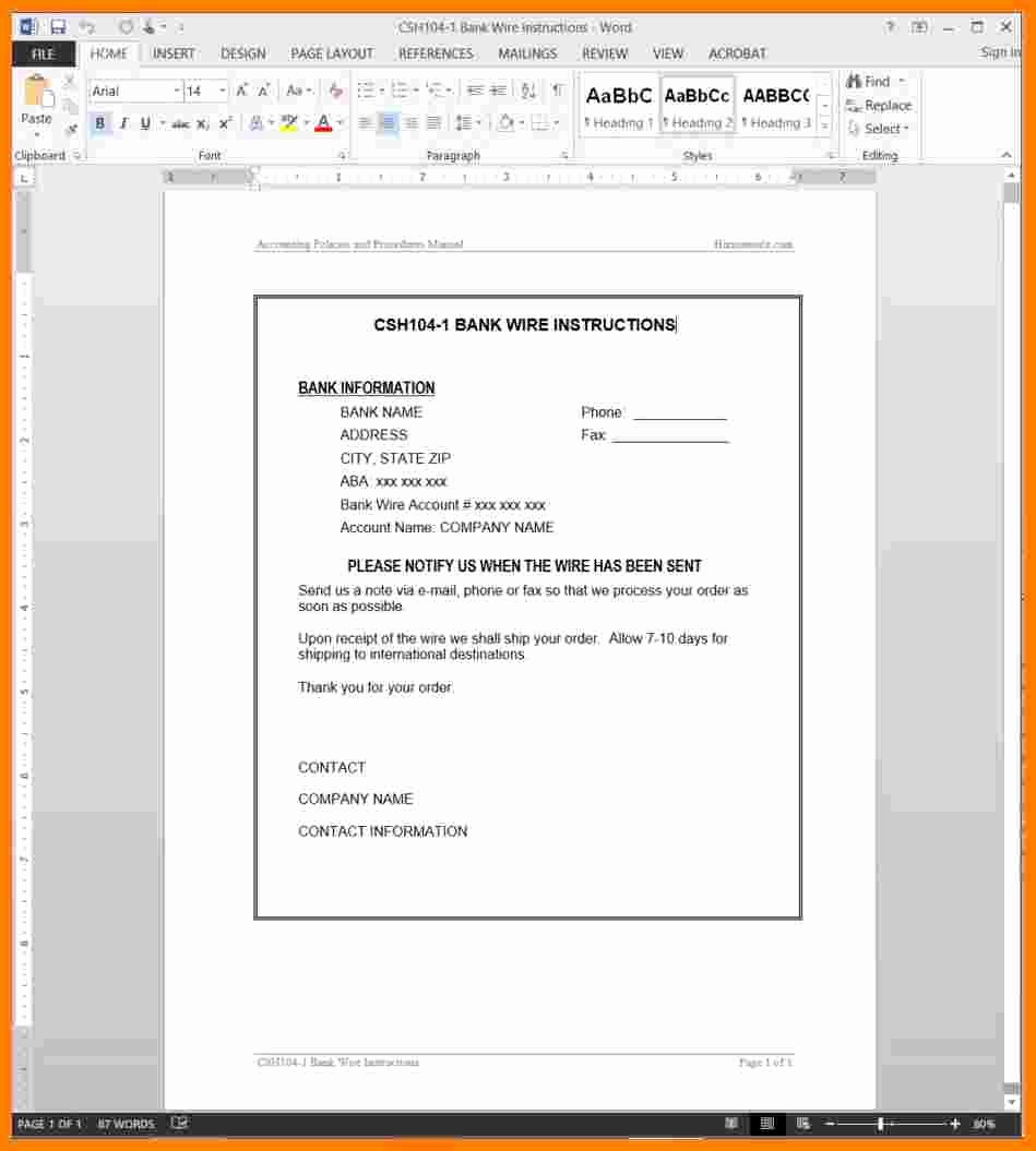 Wire Transfer Instructions Template Best Of 7 Wire Transfer Template Word