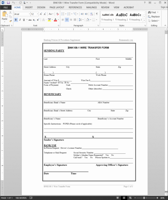 Wire Transfer Instructions Template Inspirational Wire Transfer form Template