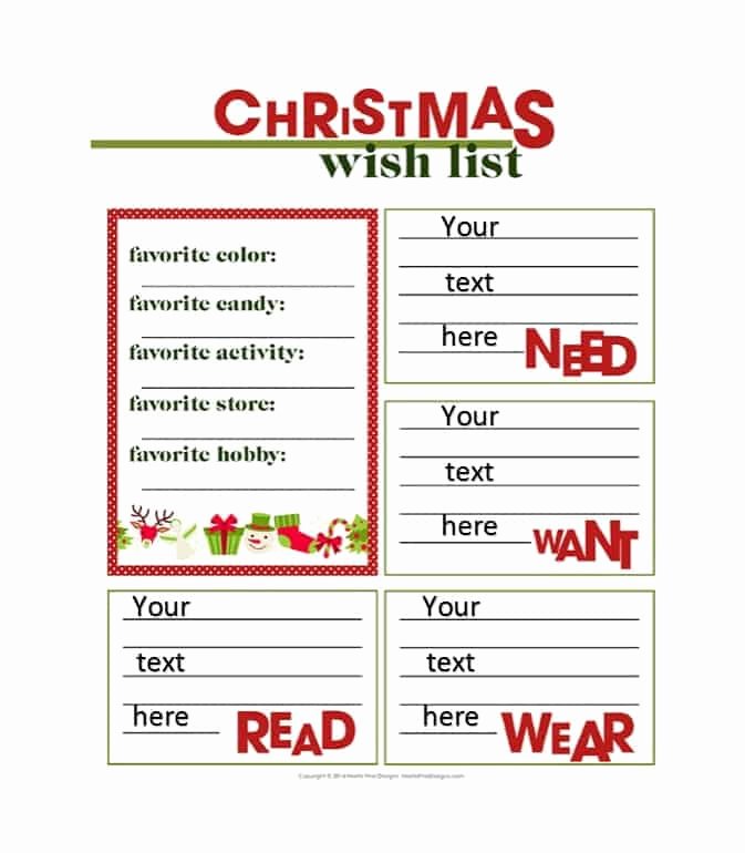 Wish List Template Awesome 43 Printable Christmas Wish List Templates &amp; Ideas