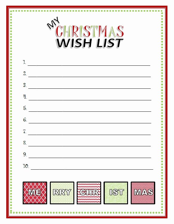 Wish List Template Fresh Free Printable Christmas List Template