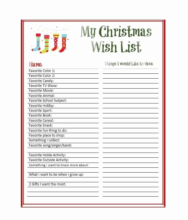 Wish List Template Inspirational 43 Printable Christmas Wish List Templates &amp; Ideas