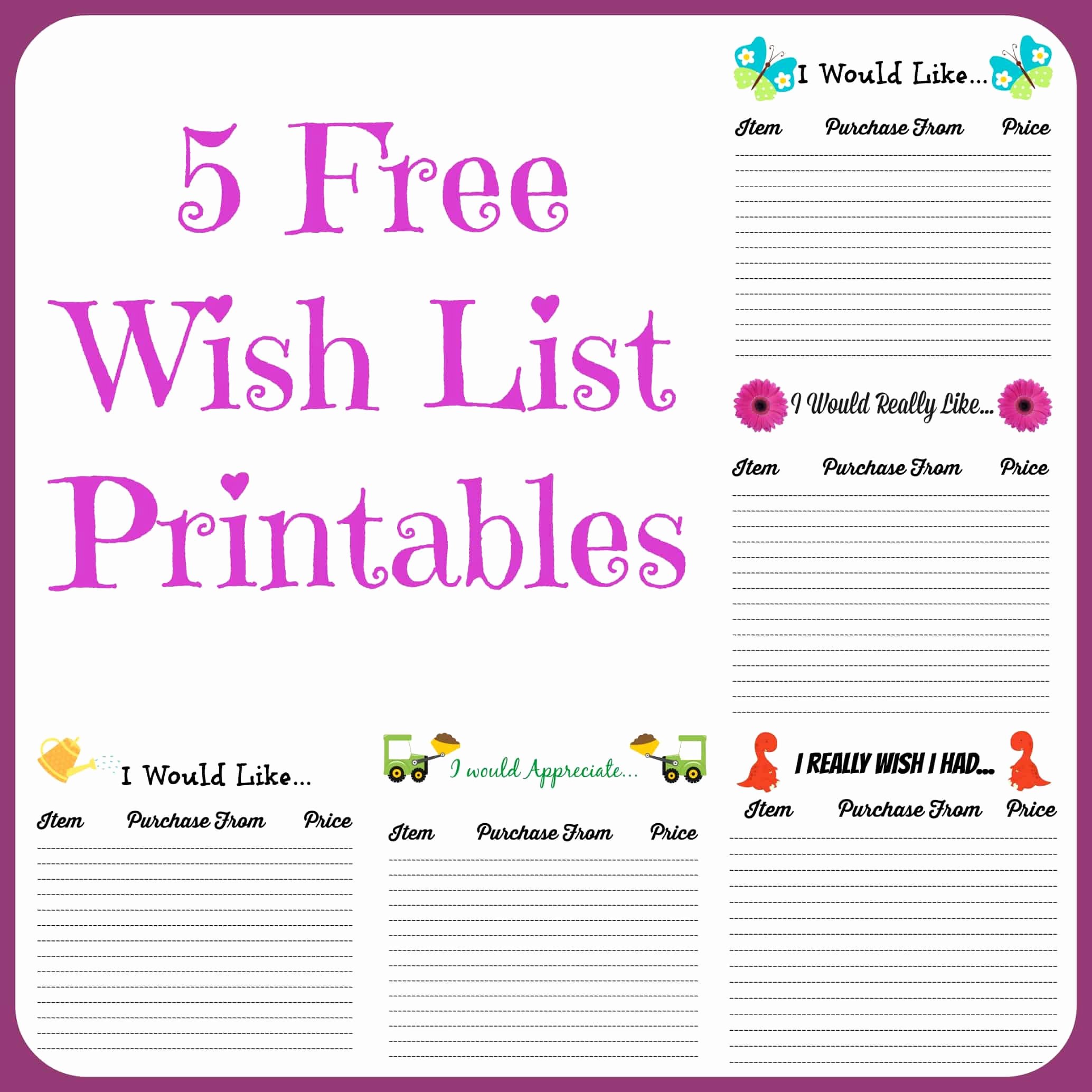 Wish List Template New Free Wish List Printables 5 Designs to Pick From