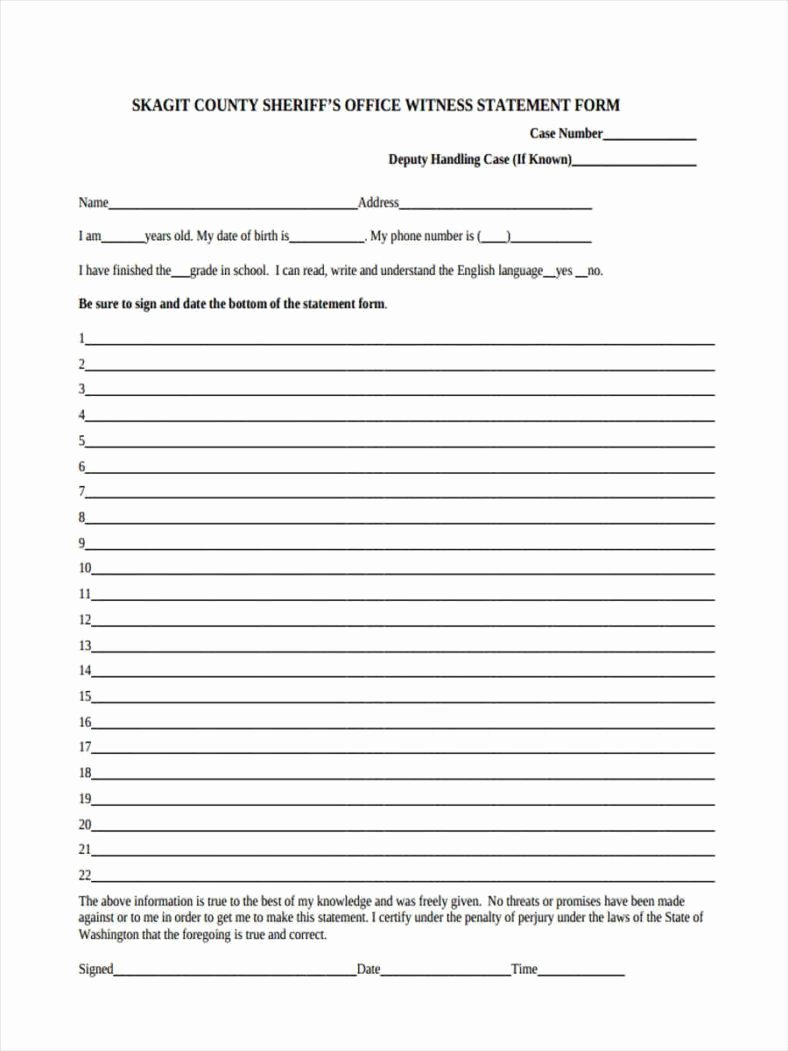Witness Statement form Template Awesome 13 Witness Statement forms Free Pdf Doc format