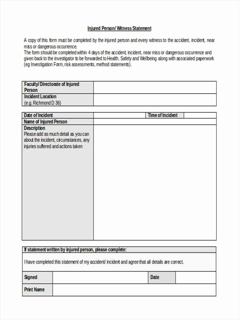 Witness Statement form Template Beautiful 13 Witness Statement forms Free Pdf Doc format