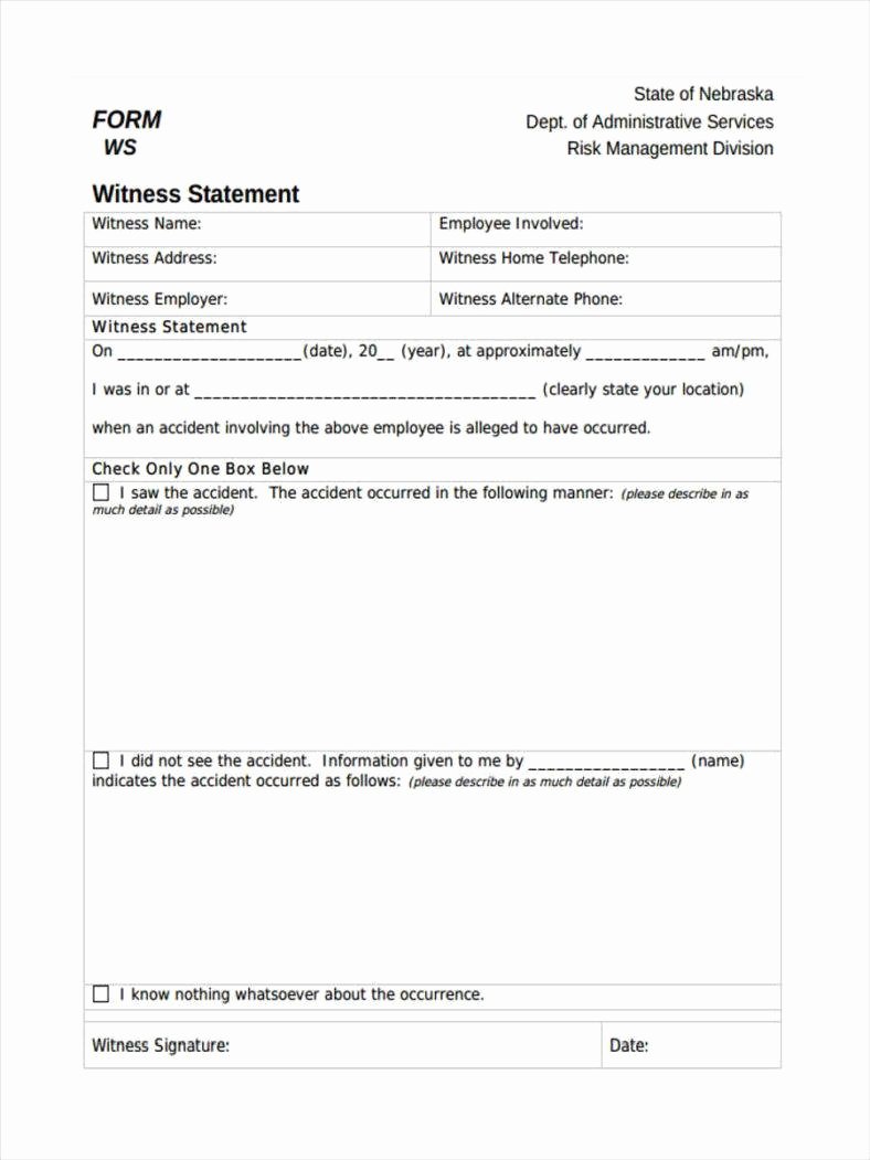 Witness Statement form Template Best Of 13 Witness Statement forms Free Pdf Doc format