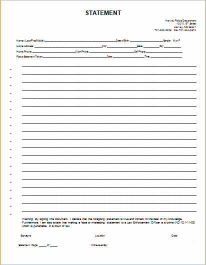 Witness Statement form Template Best Of Written Statement Template for Word