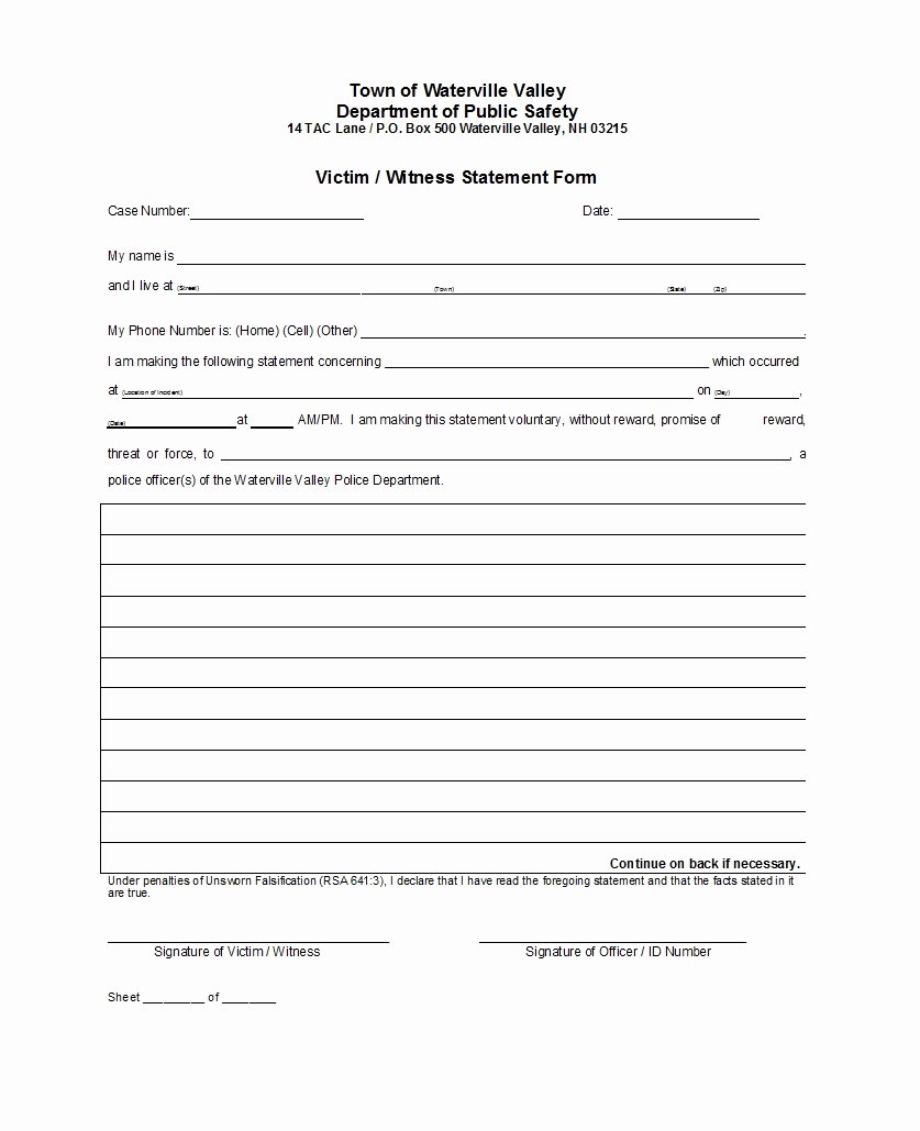 Witness Statement form Template Fresh 50 Professional Witness Statement forms &amp; Templates