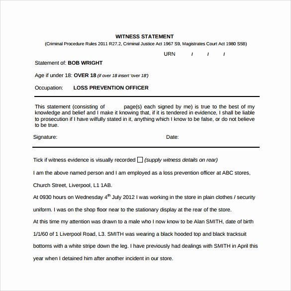 Witness Statement form Template Luxury 12 Sample Witness Statement Templates Pdf Word
